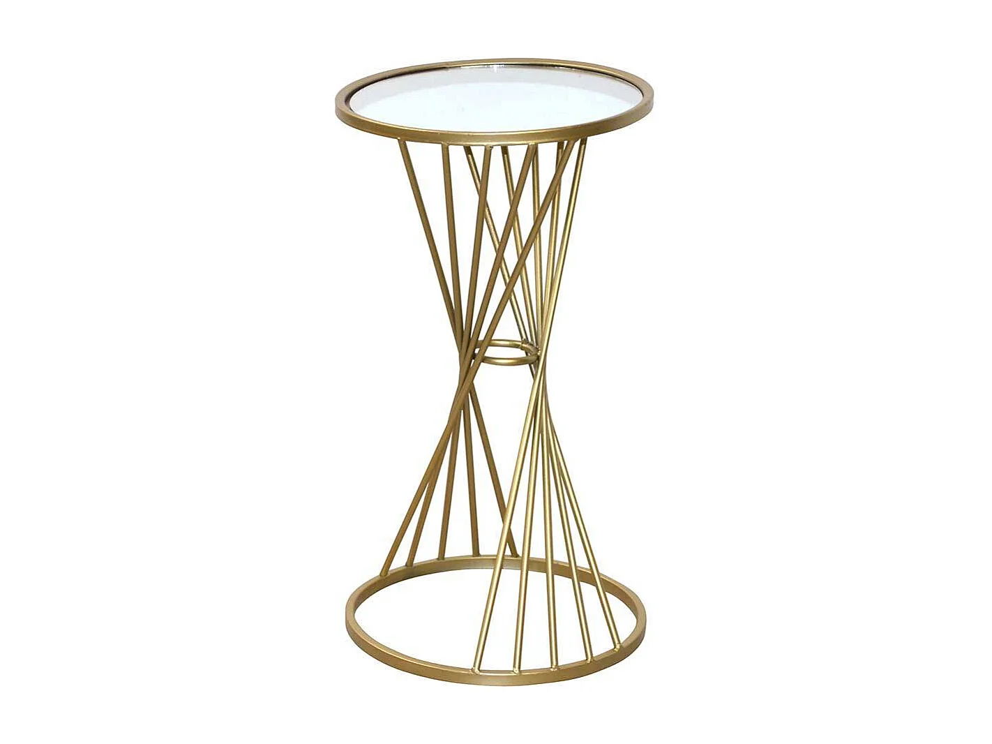 Hoher Beistelltisch in Goldfarben Spiegelglasplatte