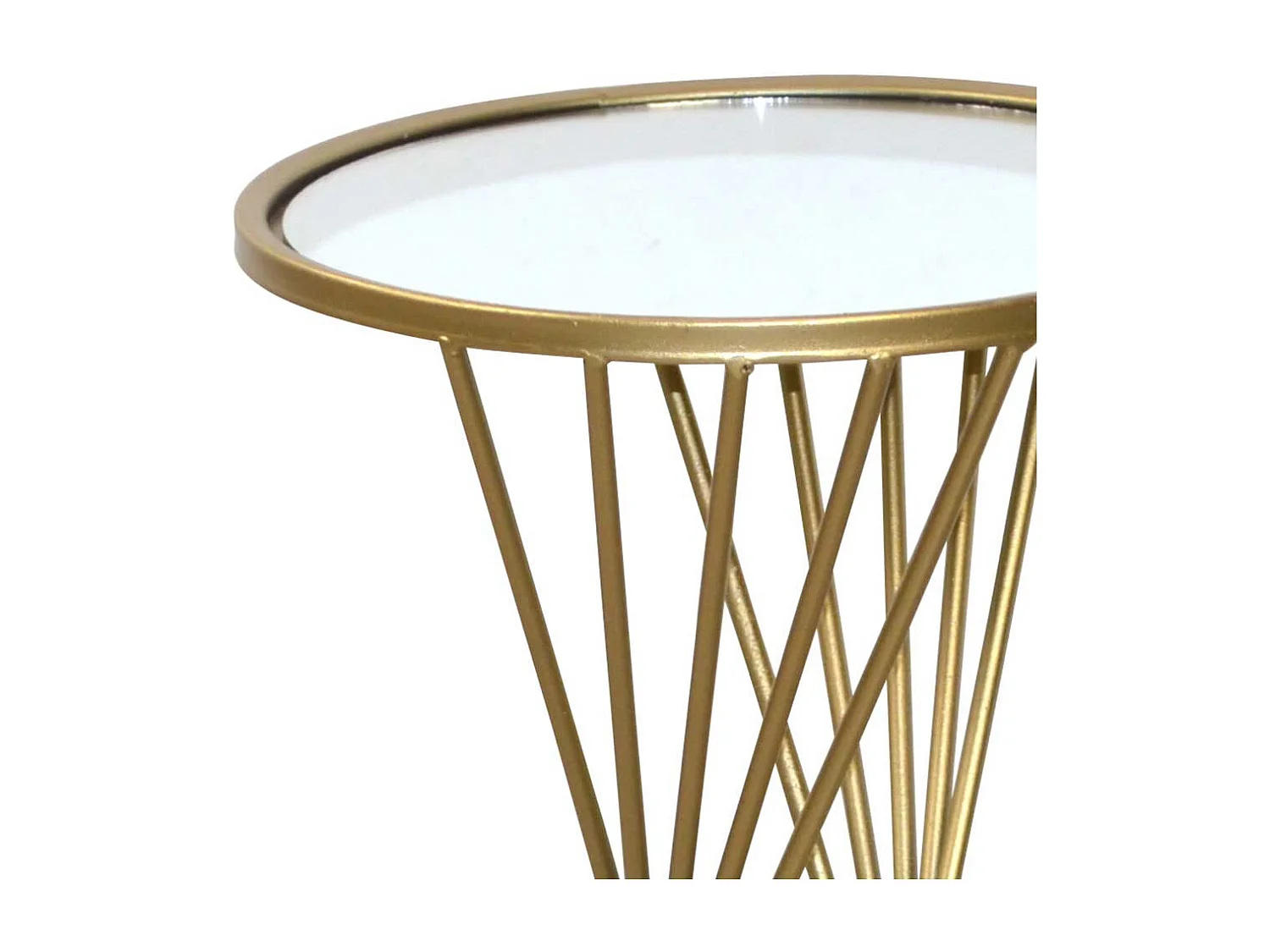 Hoher Beistelltisch in Goldfarben Spiegelglasplatte