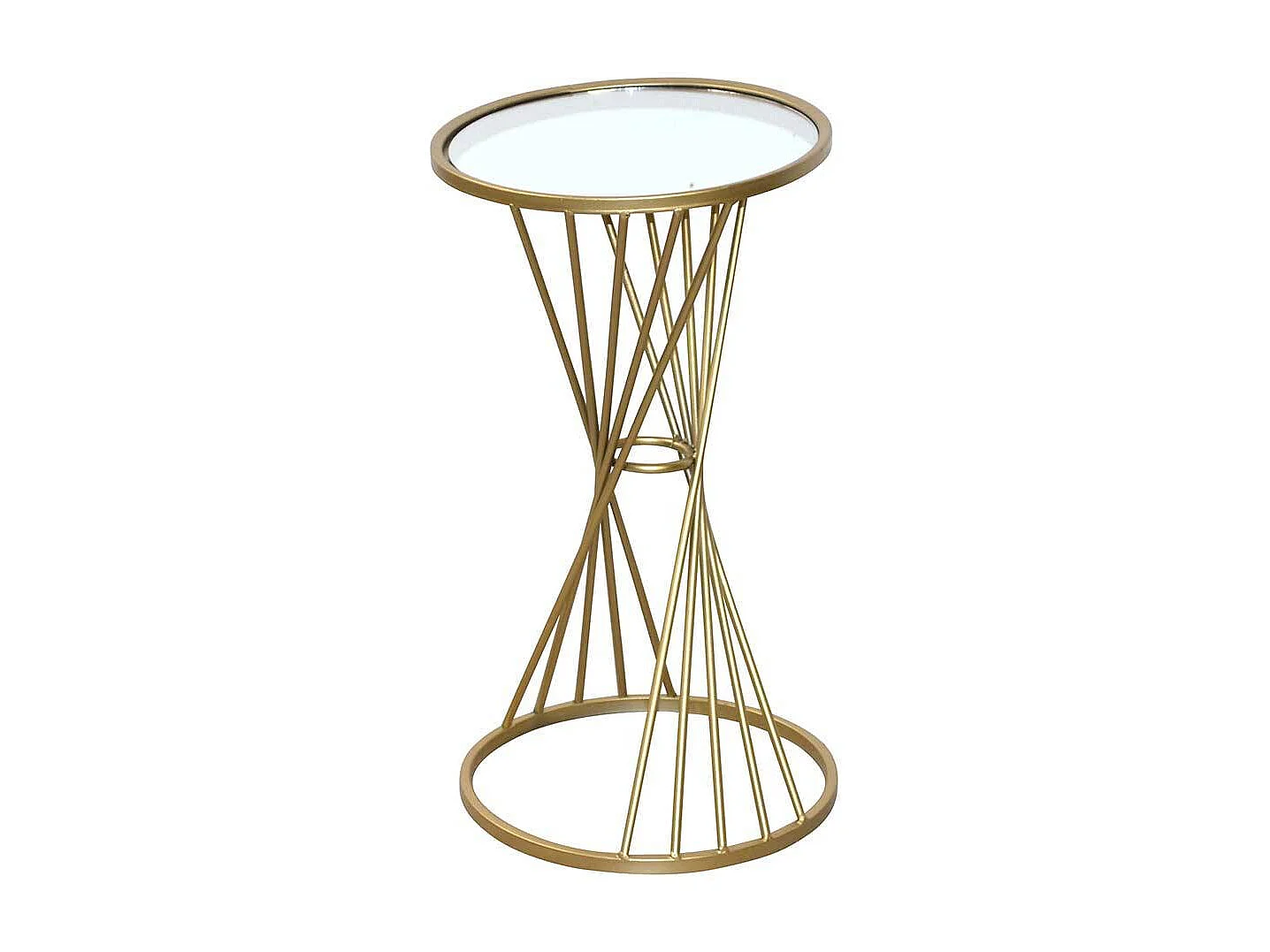 Hoher Beistelltisch in Goldfarben Spiegelglasplatte