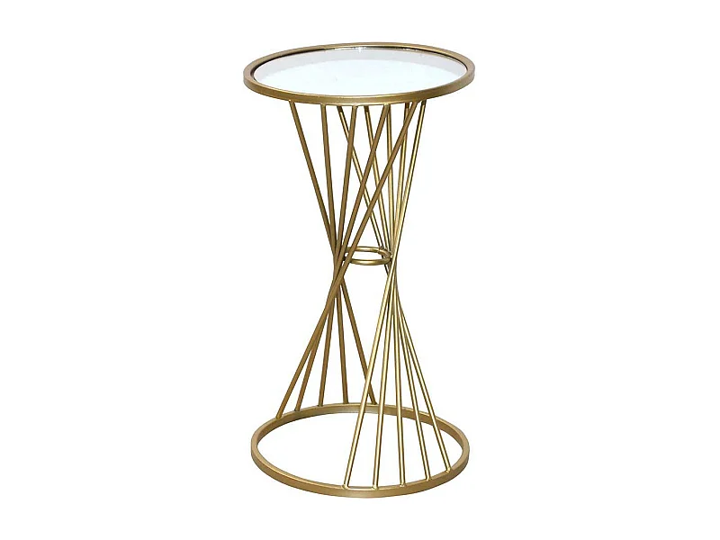 Hoher Beistelltisch in Goldfarben Spiegelglasplatte