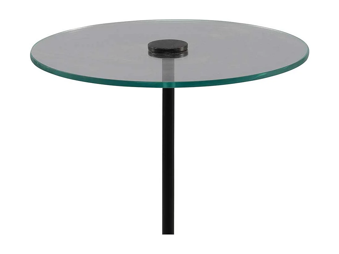 Beistelltisch Kleiner Tisch mit Glasplatte auf Säulengestell