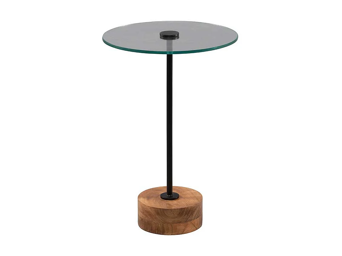 Beistelltisch Kleiner Tisch mit Glasplatte auf Säulengestell