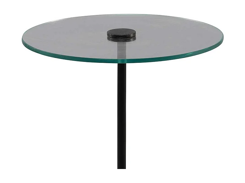 Beistelltisch Kleiner Tisch mit Glasplatte auf Säulengestell