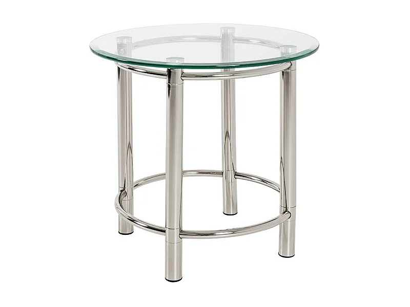 Beistelltisch aus Stahl Chromfarben Glasplatte
