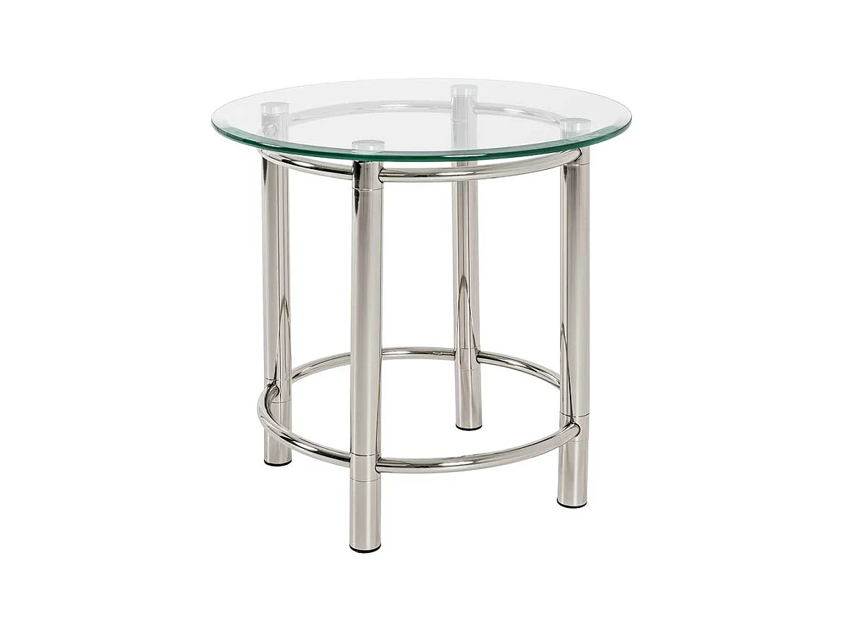Beistelltisch aus Stahl Chromfarben Glasplatte