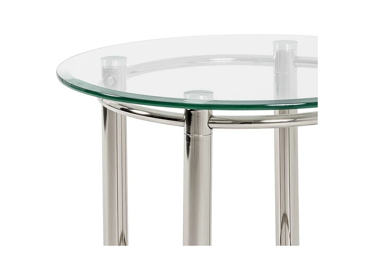 Beistelltisch aus Stahl Chromfarben Glasplatte