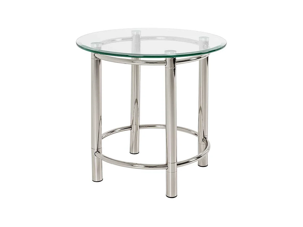 Beistelltisch aus Stahl Chromfarben Glasplatte