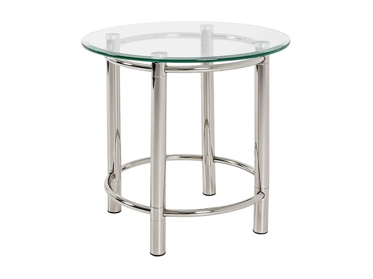 Beistelltisch aus Stahl Chromfarben Glasplatte