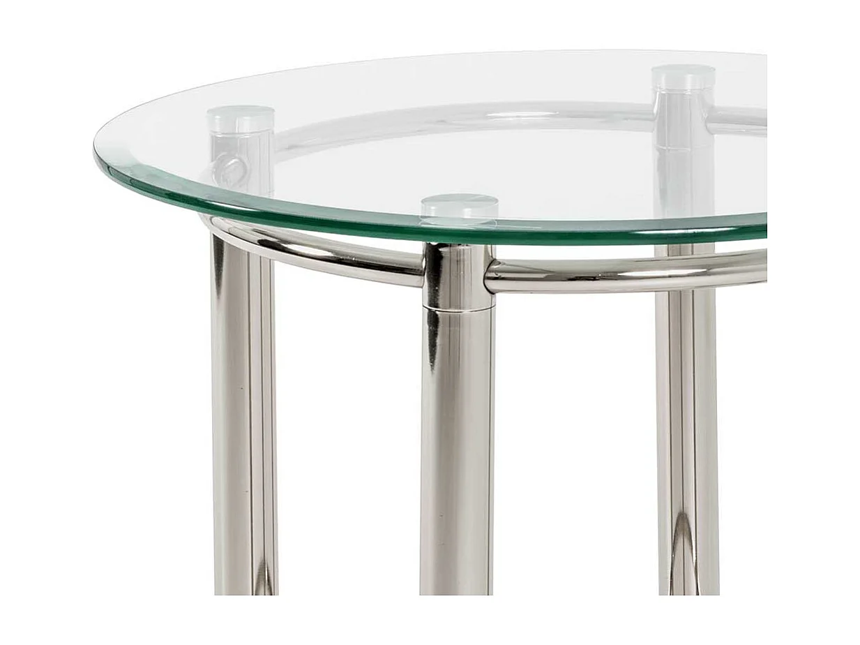 Beistelltisch aus Stahl Chromfarben Glasplatte