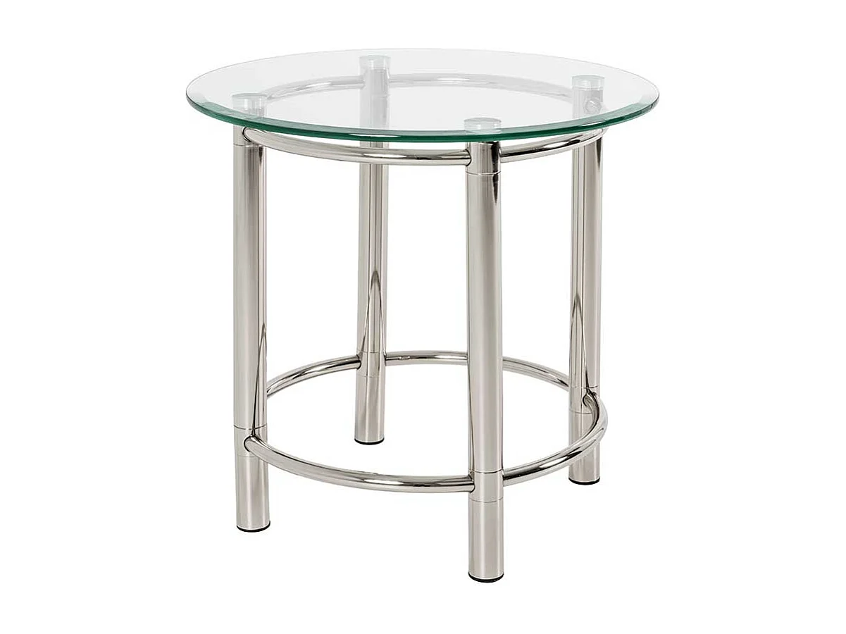 Beistelltisch aus Stahl Chromfarben Glasplatte