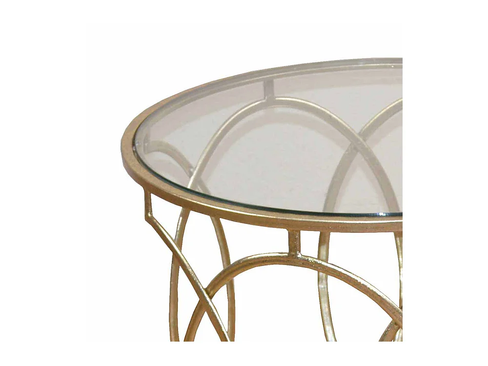 Runder Beistelltisch in Goldfarben Metall Glas