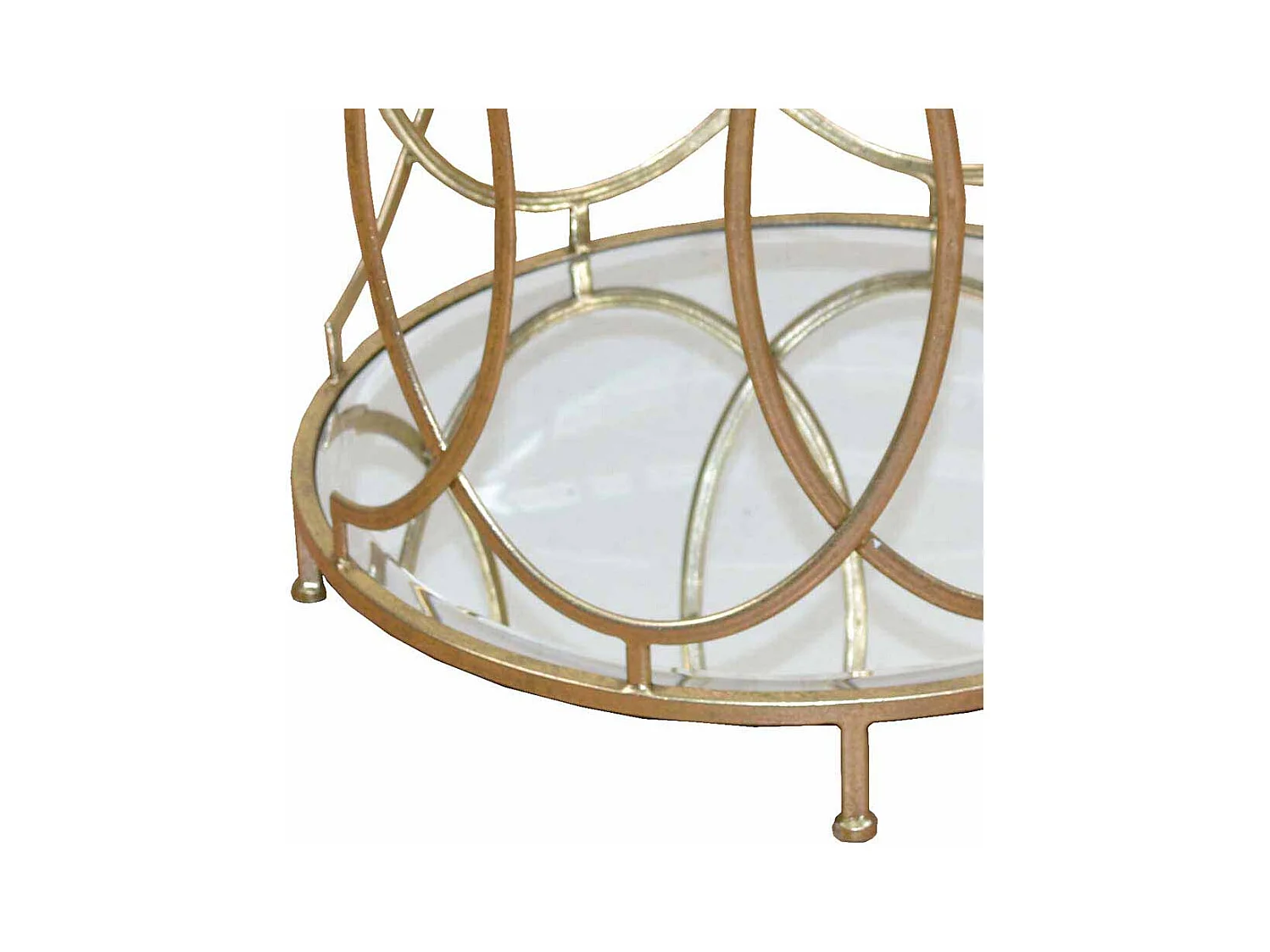 Runder Beistelltisch in Goldfarben Metall Glas