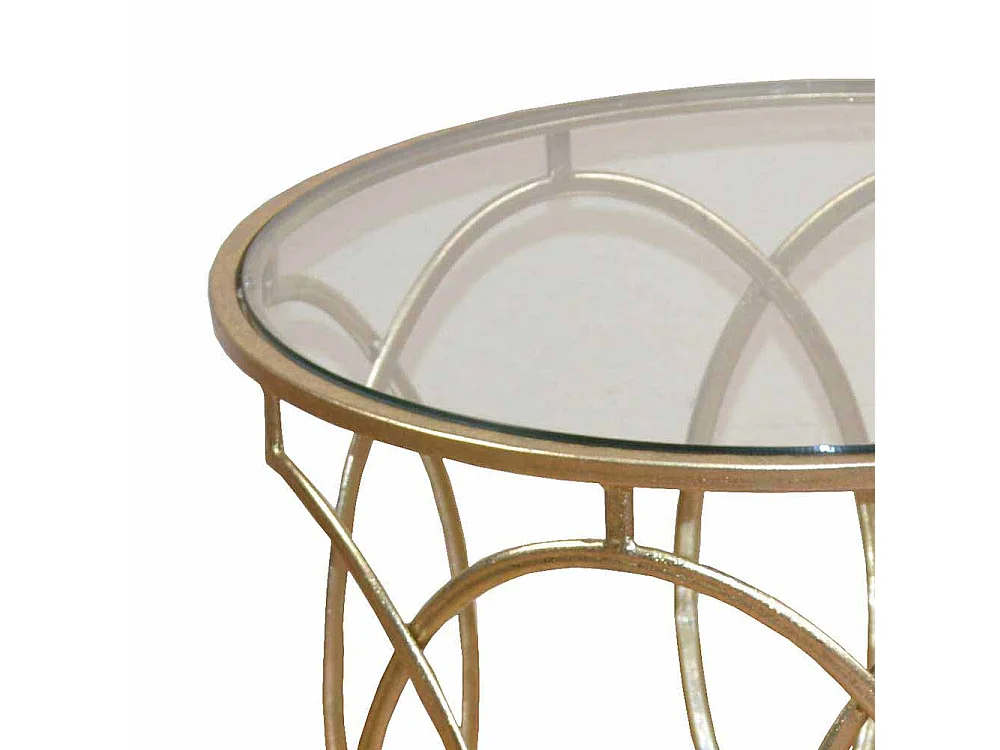 Runder Beistelltisch in Goldfarben Metall Glas