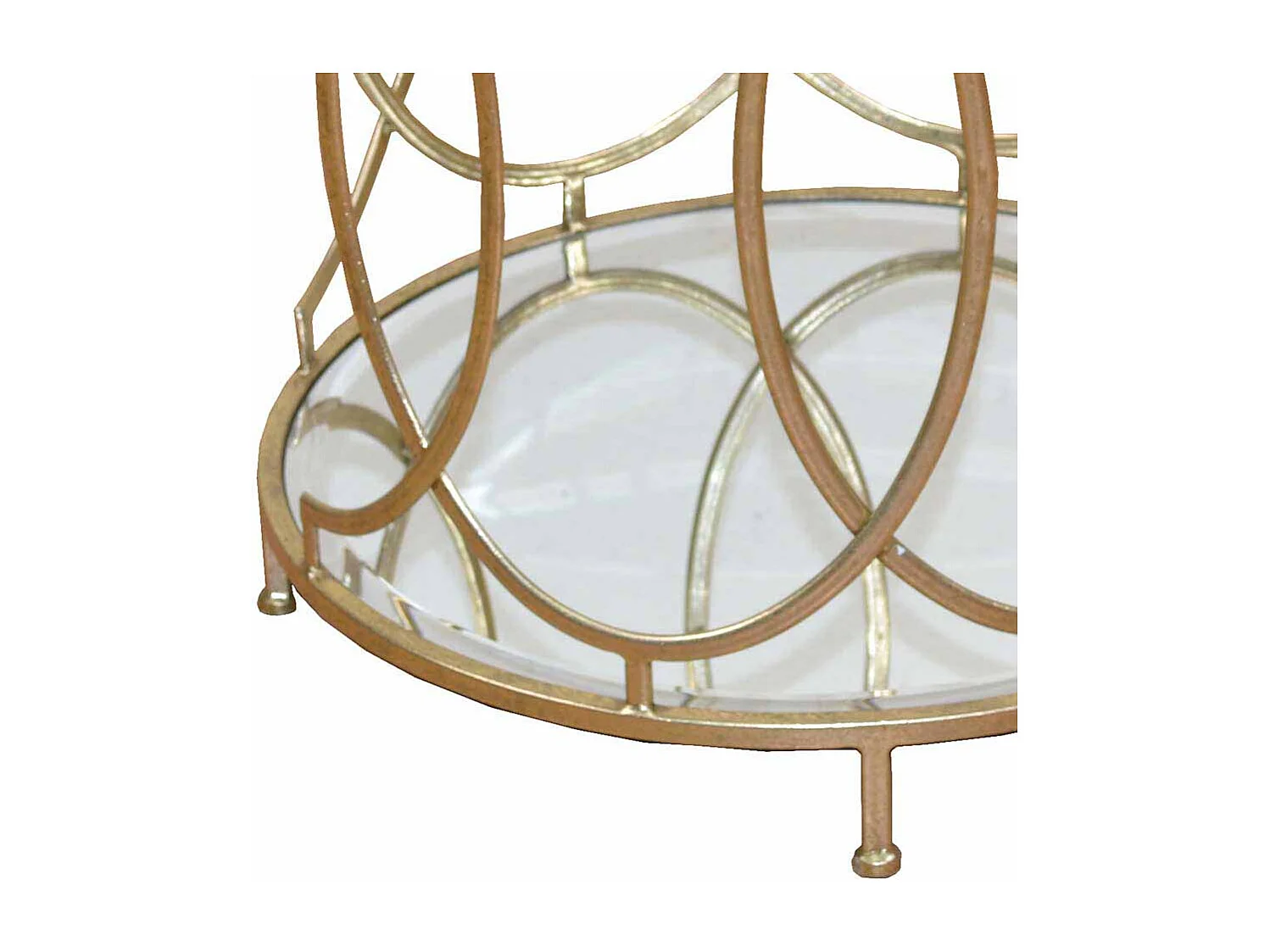 Runder Beistelltisch in Goldfarben Metall Glas