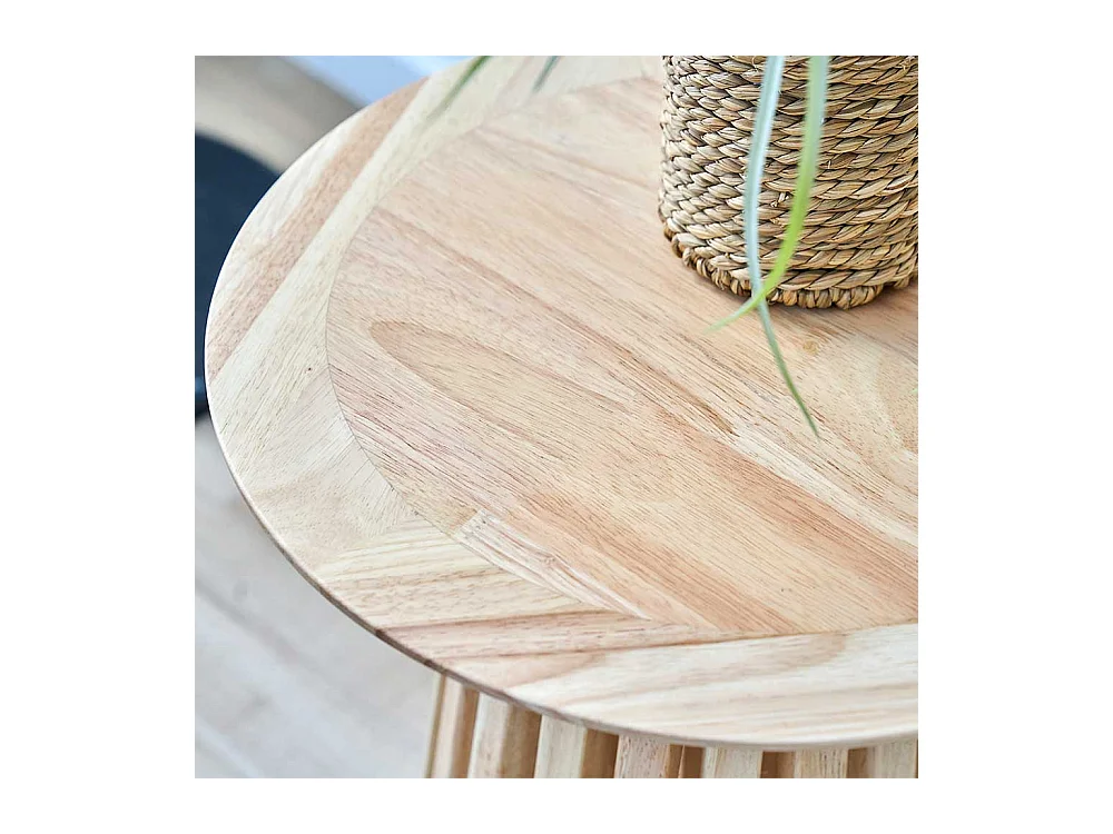 Beistelltisch hoch Holz im Skandi Design runder Tischplatte
