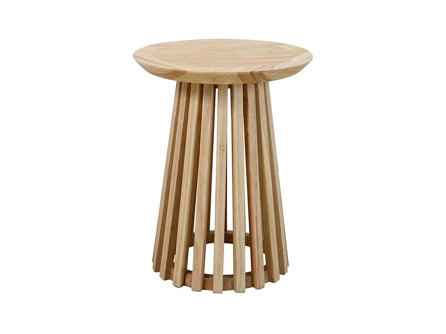 Beistelltisch hoch Holz im Skandi Design runder Tischplatte