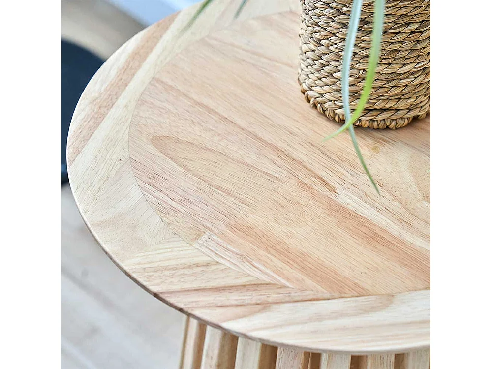 Beistelltisch hoch Holz im Skandi Design runder Tischplatte