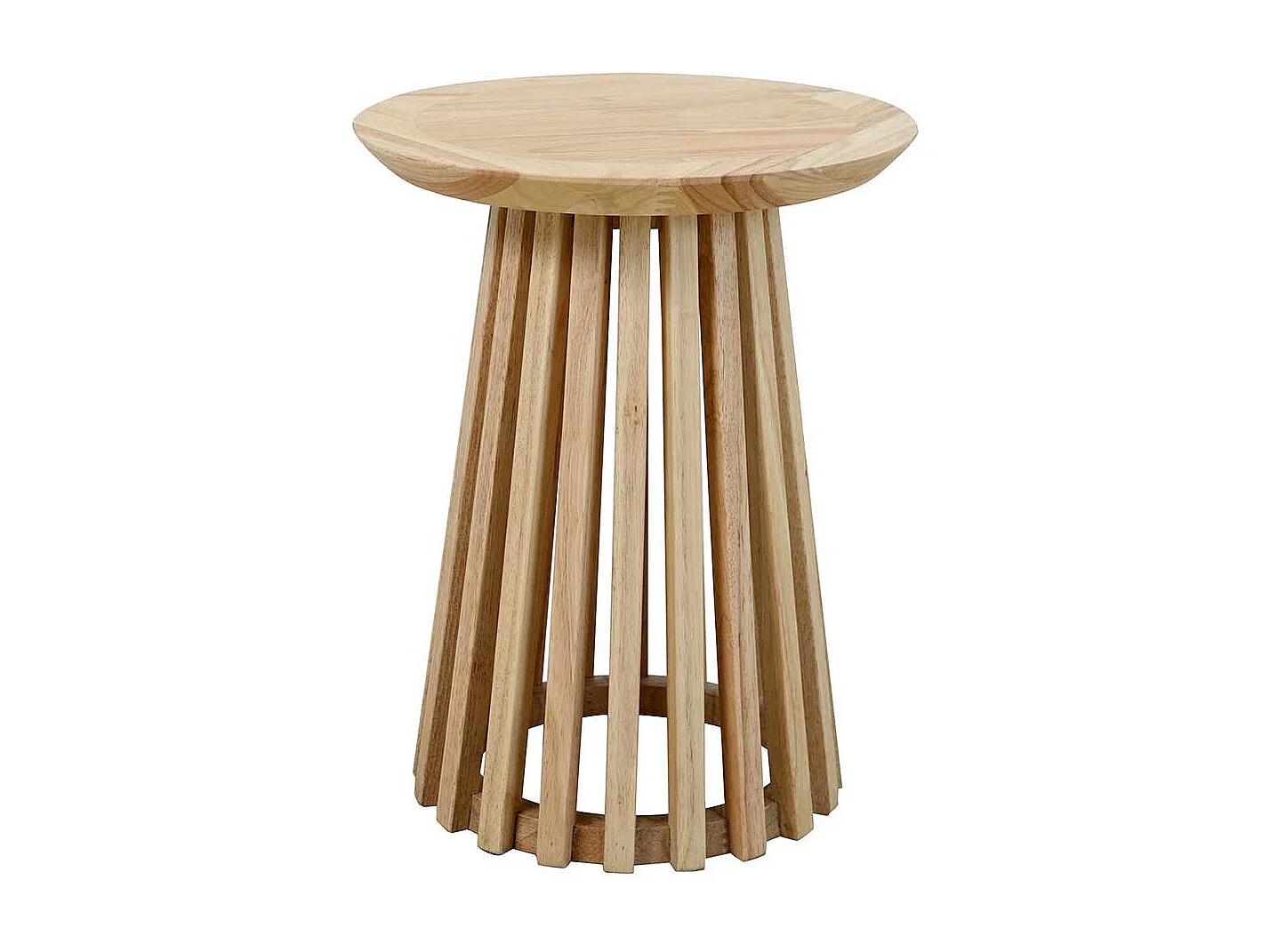 Beistelltisch hoch Holz im Skandi Design runder Tischplatte