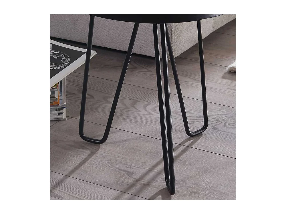 Couch Beistelltisch mit runder Massivholzplatte Eisen 3-Fußgestell