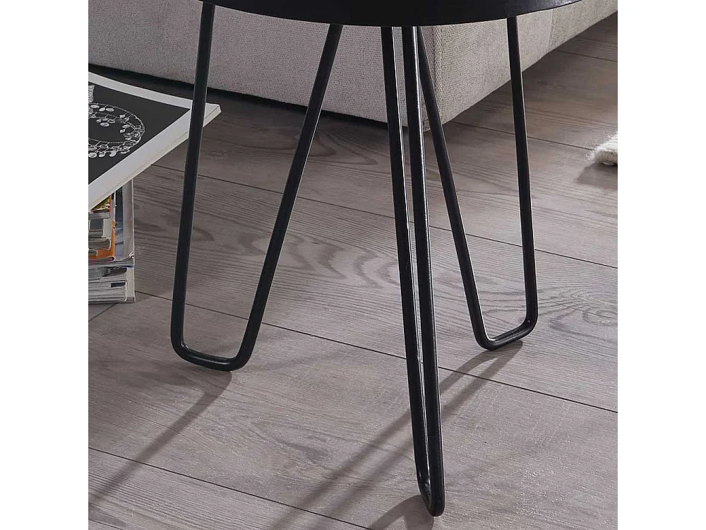 Couch Beistelltisch mit runder Massivholzplatte Eisen 3-Fußgestell