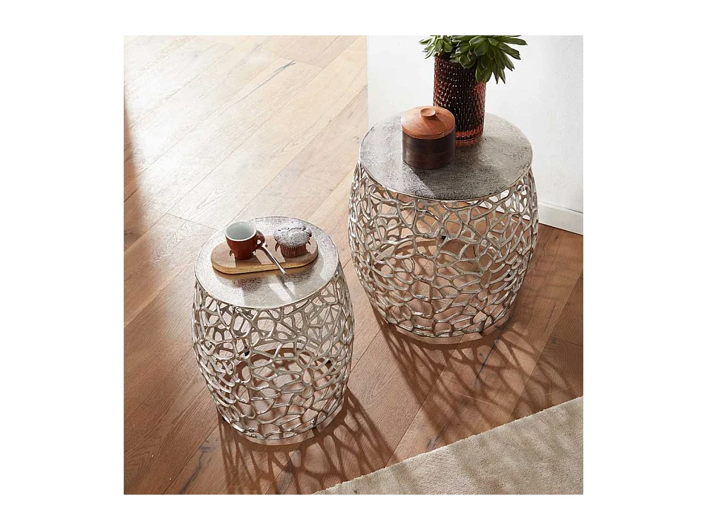 Beistelltisch Set Aluminium in Silberfarben zweiteilig (zweiteilig)