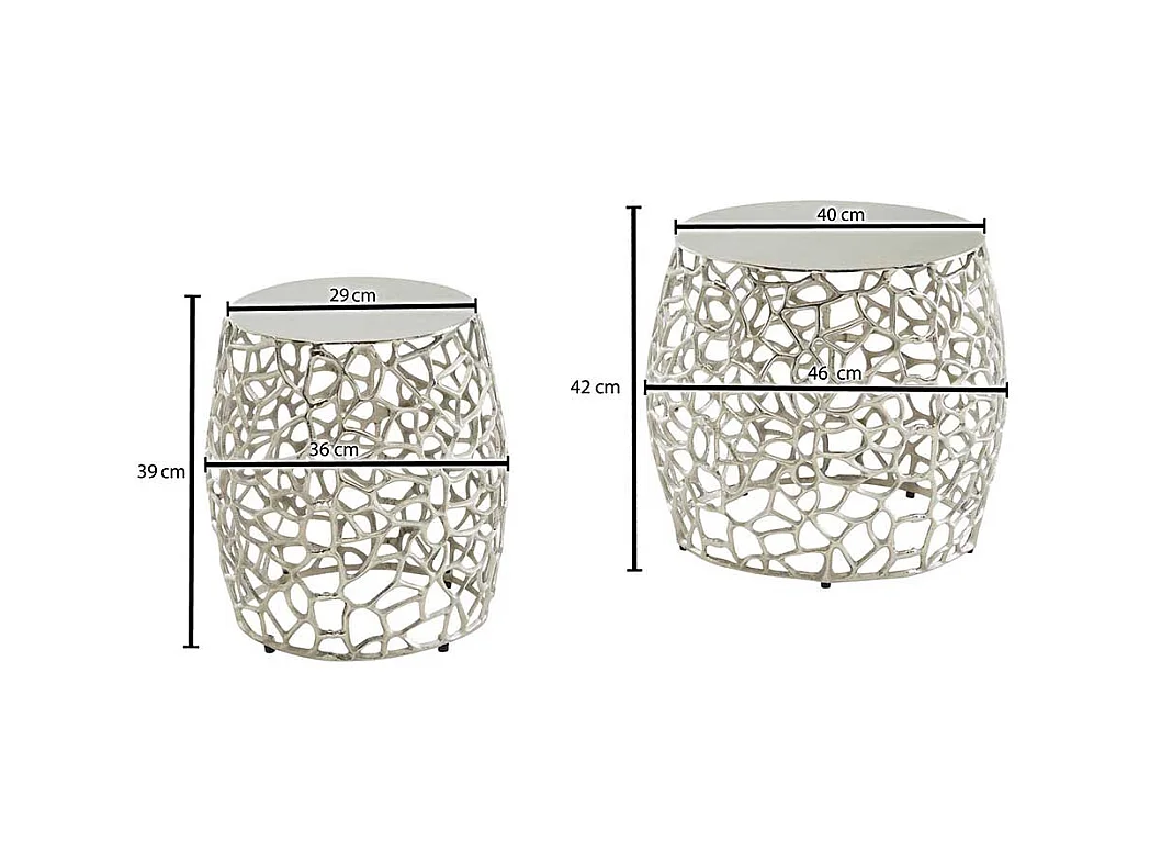 Beistelltisch Set Aluminium in Silberfarben zweiteilig (zweiteilig)