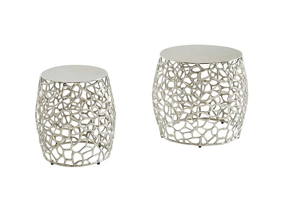 Beistelltisch Set Aluminium in Silberfarben zweiteilig (zweiteilig)