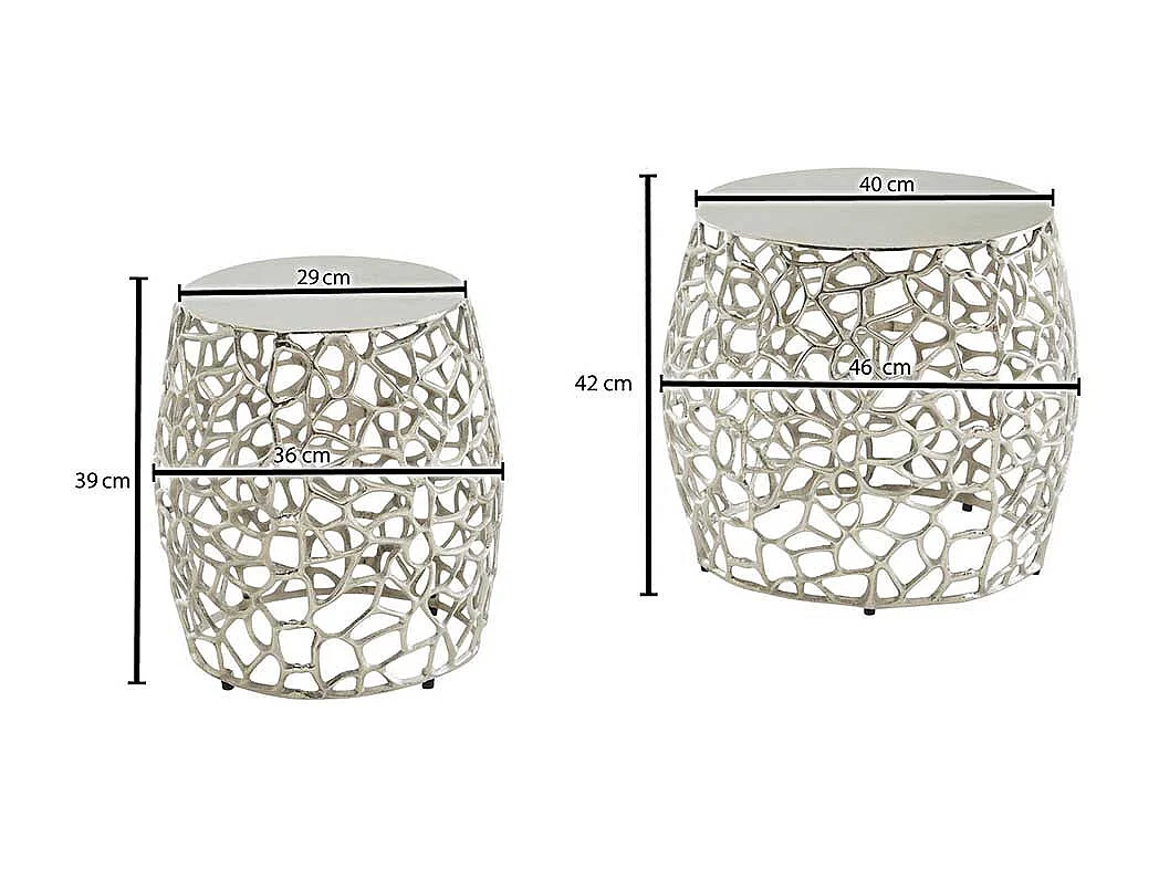 Beistelltisch Set Aluminium in Silberfarben zweiteilig (zweiteilig)