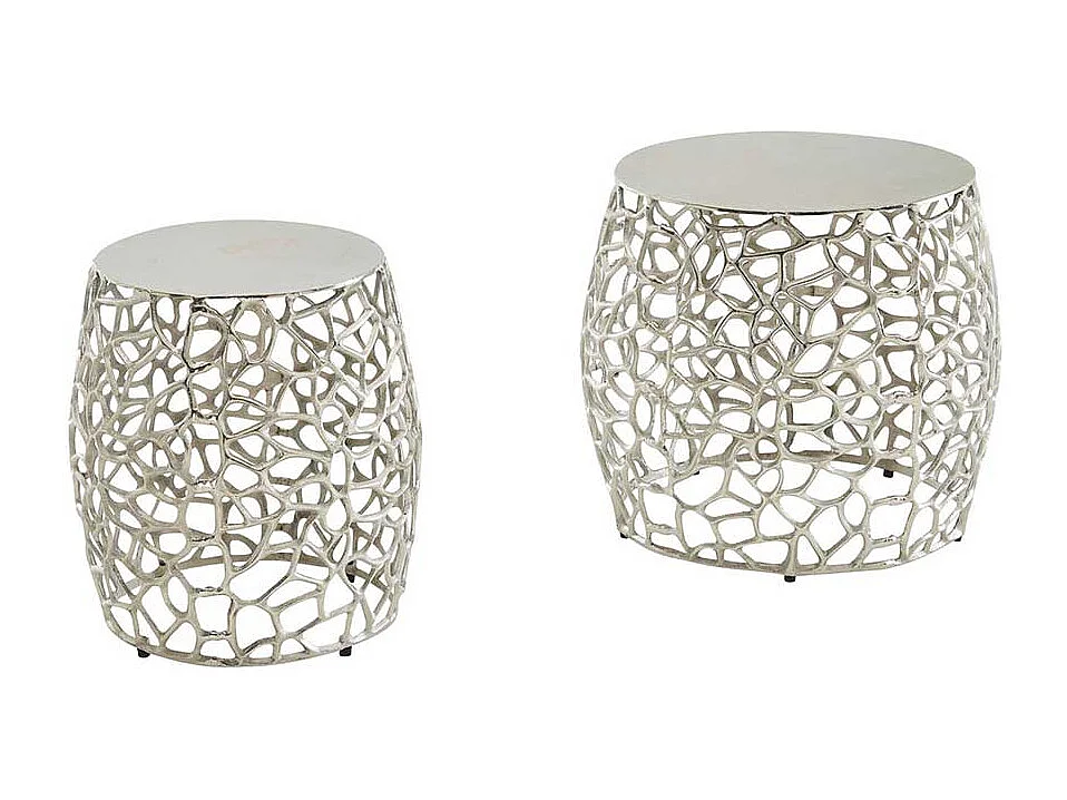 Beistelltisch Set Aluminium in Silberfarben zweiteilig (zweiteilig)