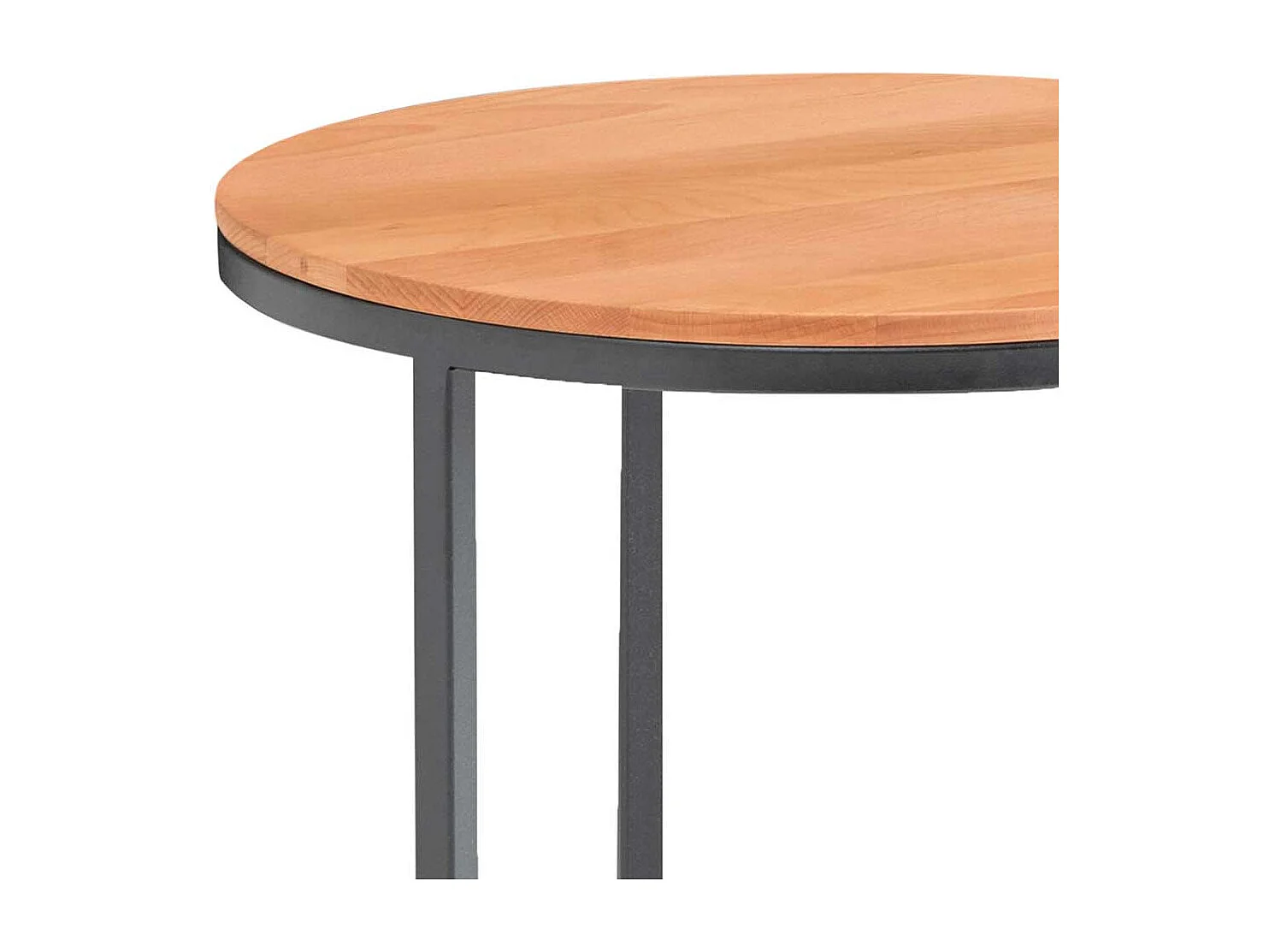 Beistelltischchen aus Kernbuche Massivholz und Metall rund