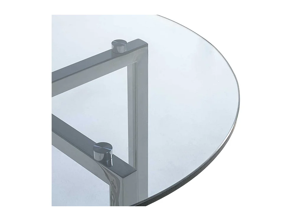 Runder Beistelltisch mit Glasplatte Bügelgestell aus Edelstahl