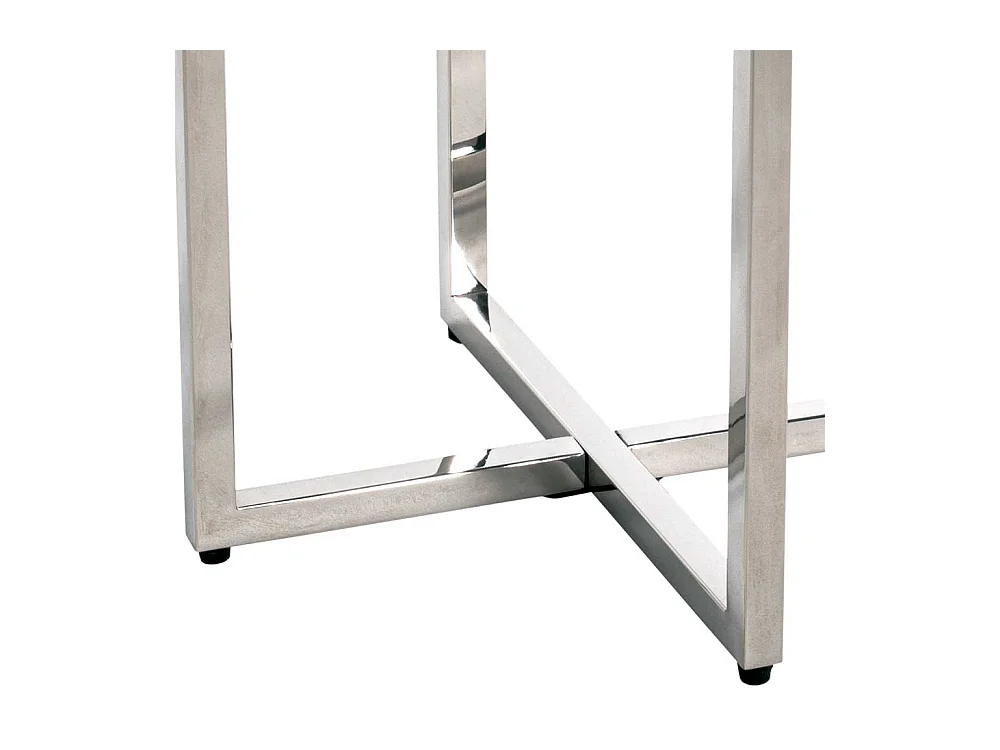 Runder Beistelltisch mit Glasplatte Bügelgestell aus Edelstahl