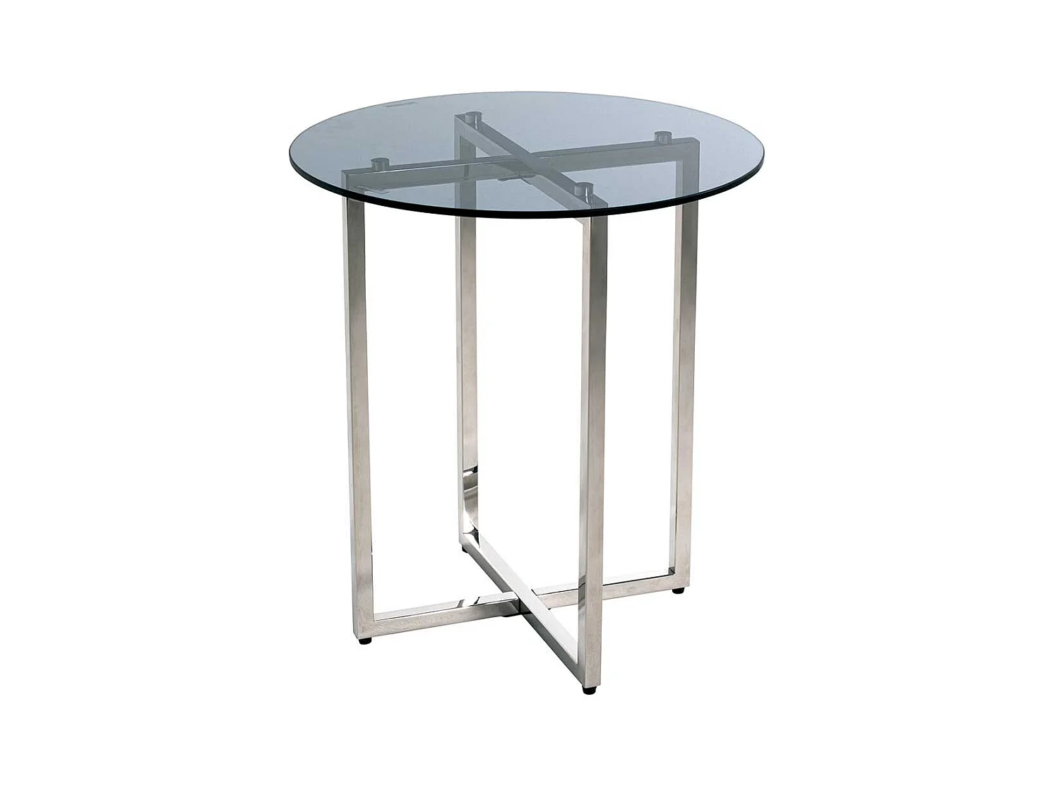 Runder Beistelltisch mit Glasplatte Bügelgestell aus Edelstahl