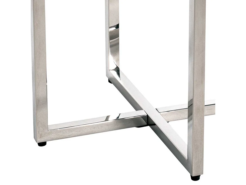 Runder Beistelltisch mit Glasplatte Bügelgestell aus Edelstahl