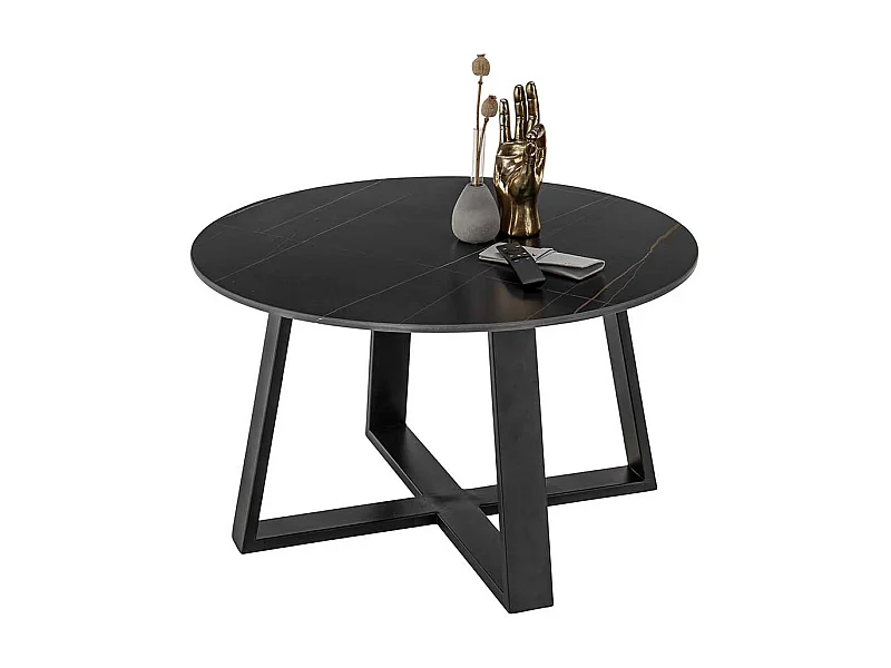 Beistelltisch Sofa in modernem Design schwarzer Keramikplatte