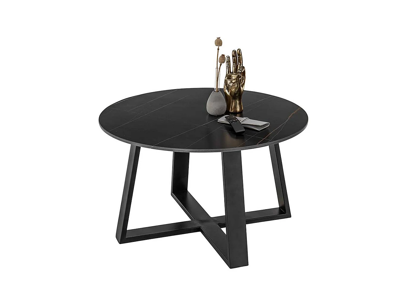 Beistelltisch Sofa in modernem Design schwarzer Keramikplatte