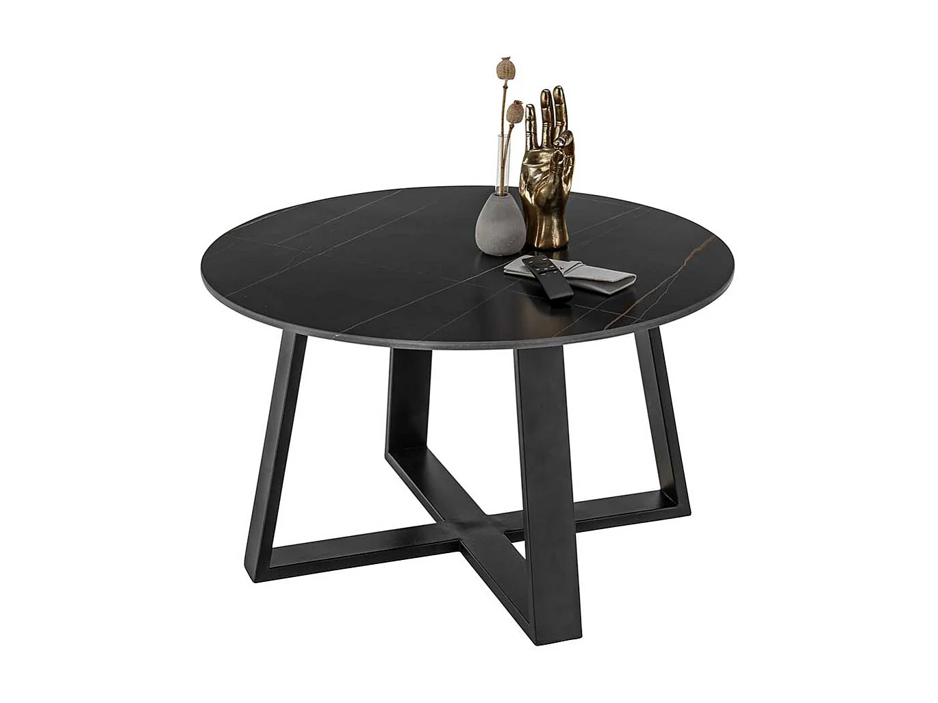 Beistelltisch Sofa in modernem Design schwarzer Keramikplatte