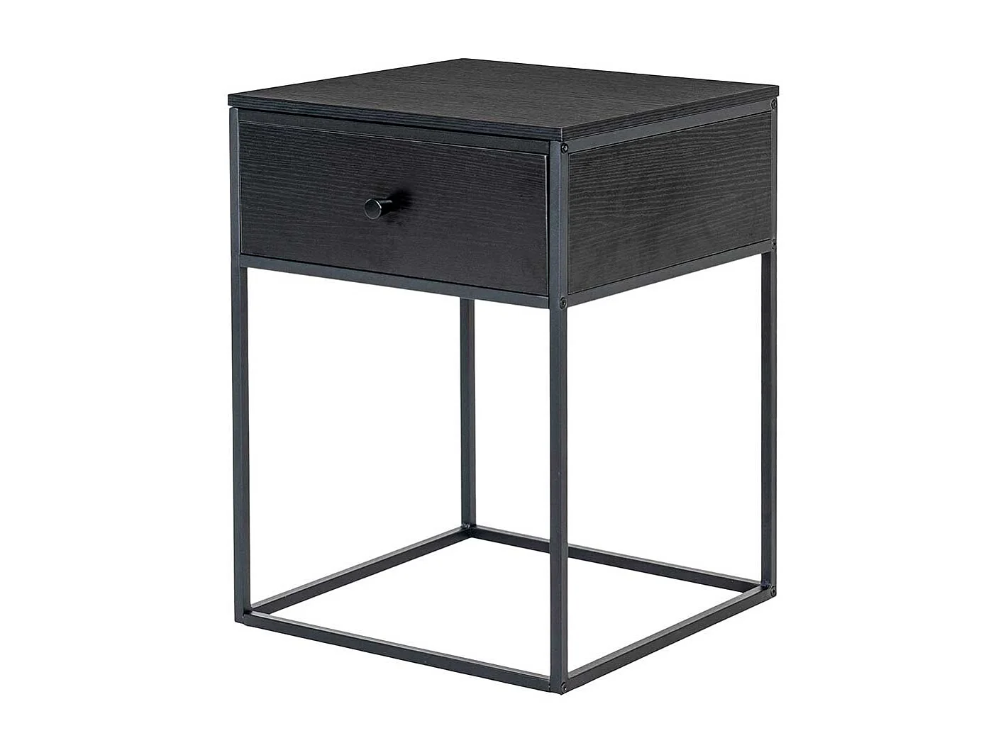 Beistelltisch mit Schublade in Schwarz Bügelgestell aus Metall