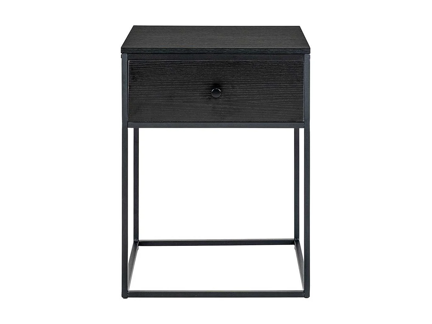 Beistelltisch mit Schublade in Schwarz Bügelgestell aus Metall