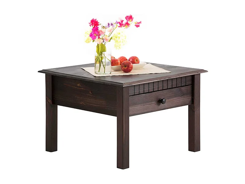 Sofa Beistelltisch in Wengefarben Kiefer Massivholz