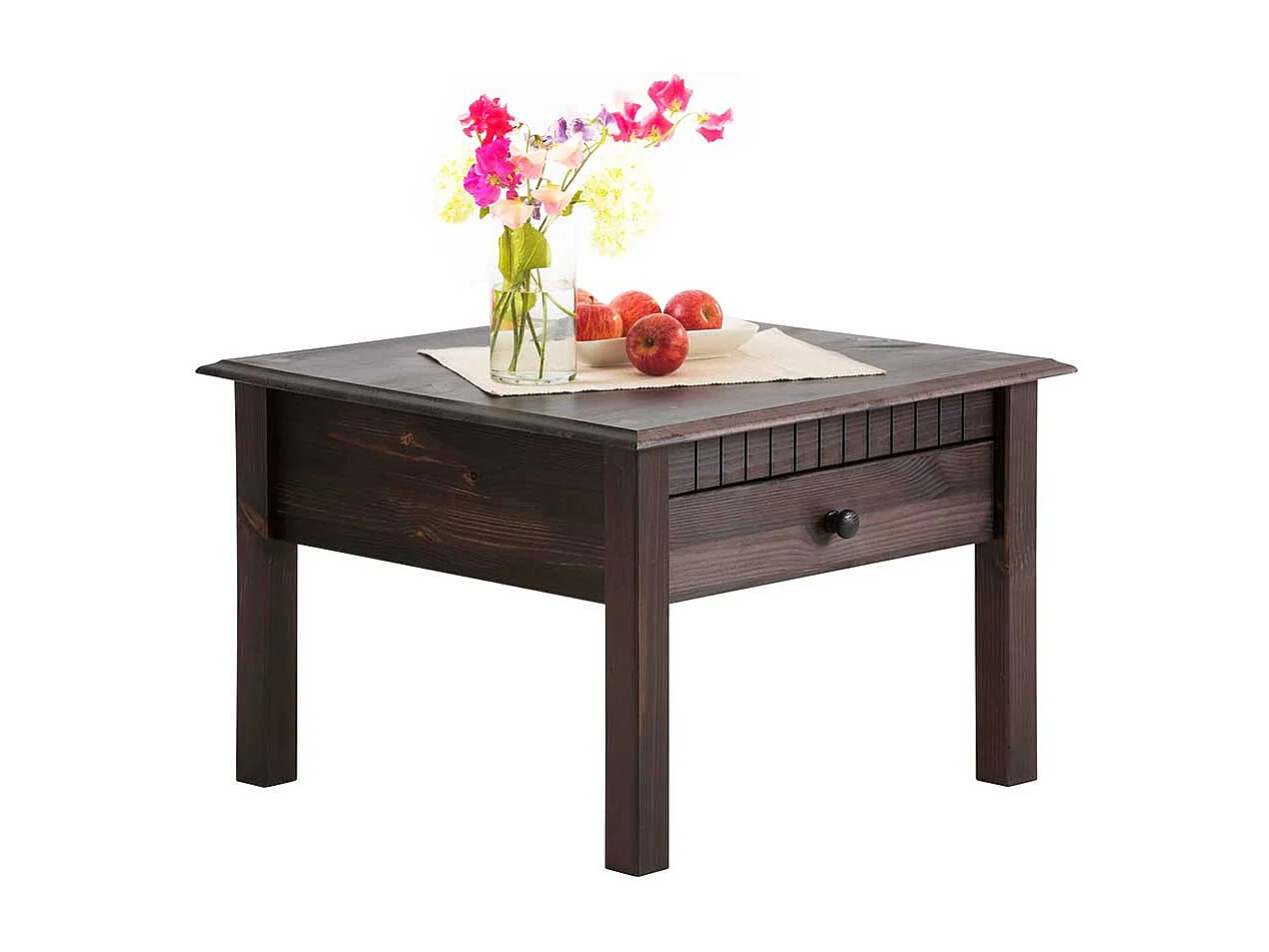 Sofa Beistelltisch in Wengefarben Kiefer Massivholz