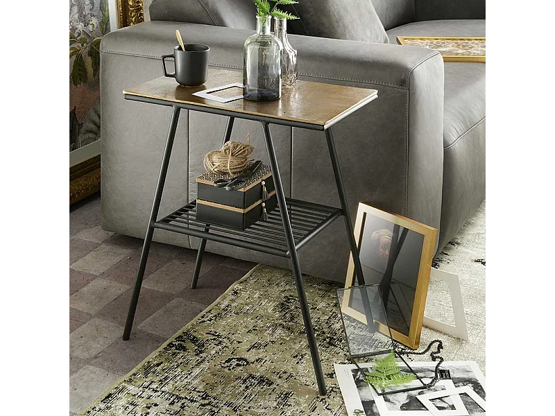 Beistelltischchen aus Metall Altgoldfarben und Schwarz