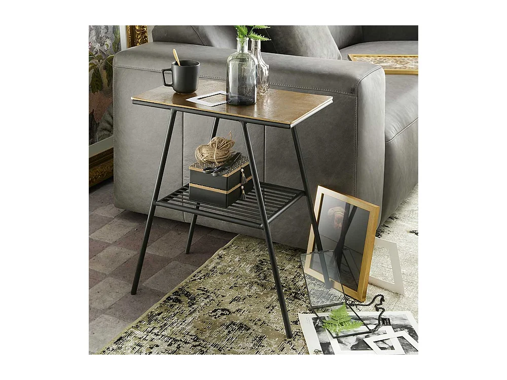 Beistelltischchen aus Metall Altgoldfarben und Schwarz