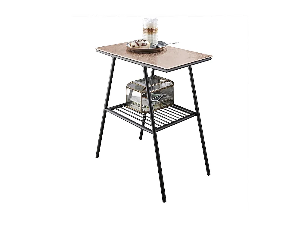 Beistelltischchen aus Metall Altgoldfarben und Schwarz