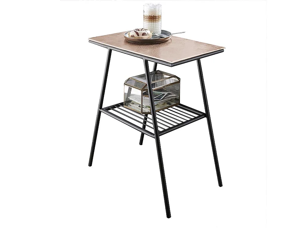 Beistelltischchen aus Metall Altgoldfarben und Schwarz