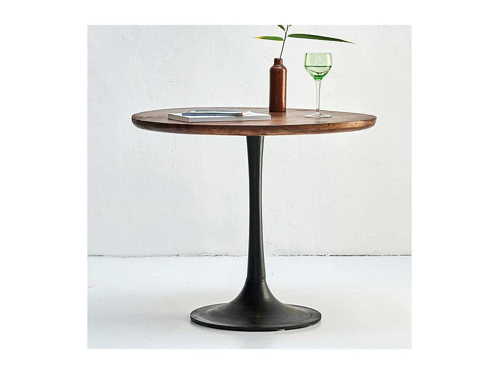 Beistelltisch mit Trompetenfuß Massivholzplatte