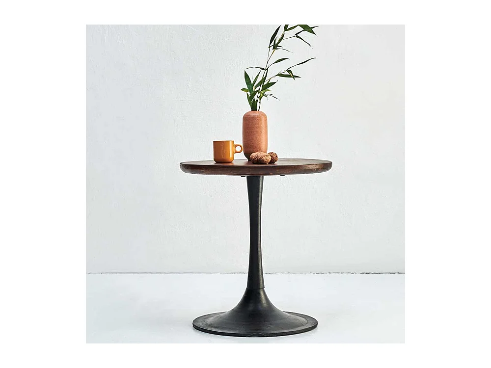 Beistelltisch mit Trompetenfuß Massivholzplatte