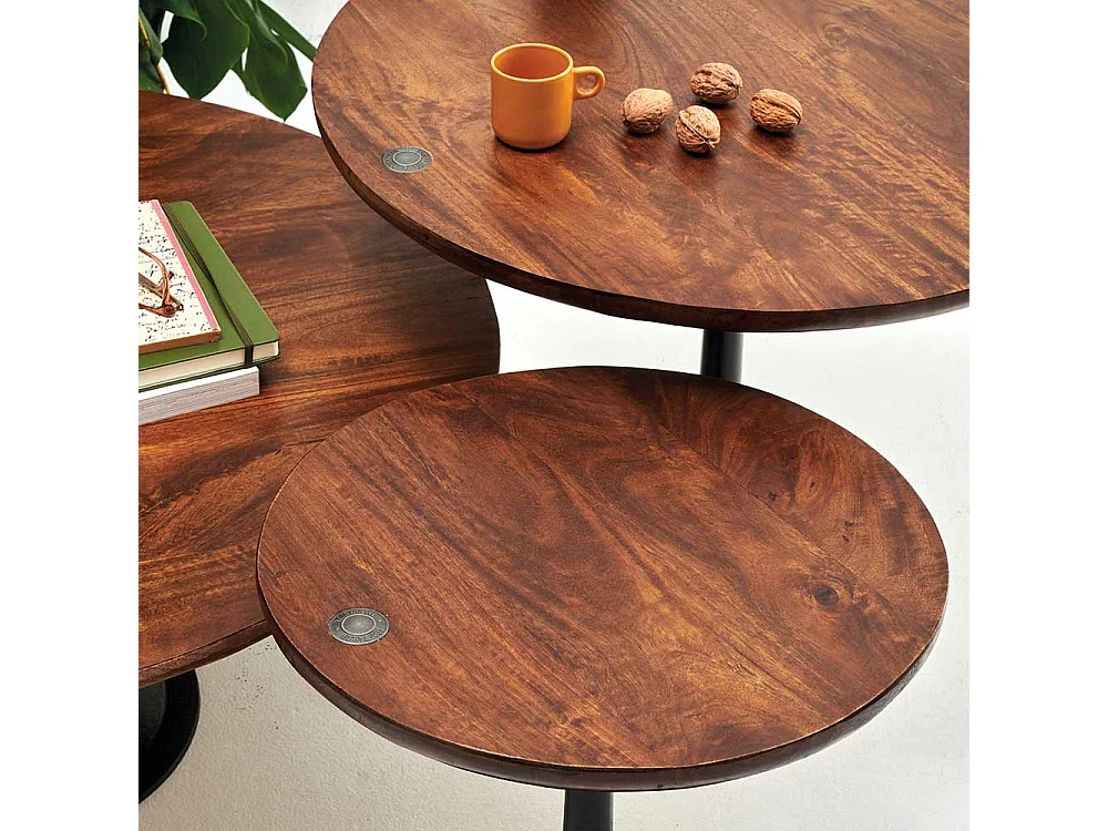 Beistelltisch mit Trompetenfuß Massivholzplatte