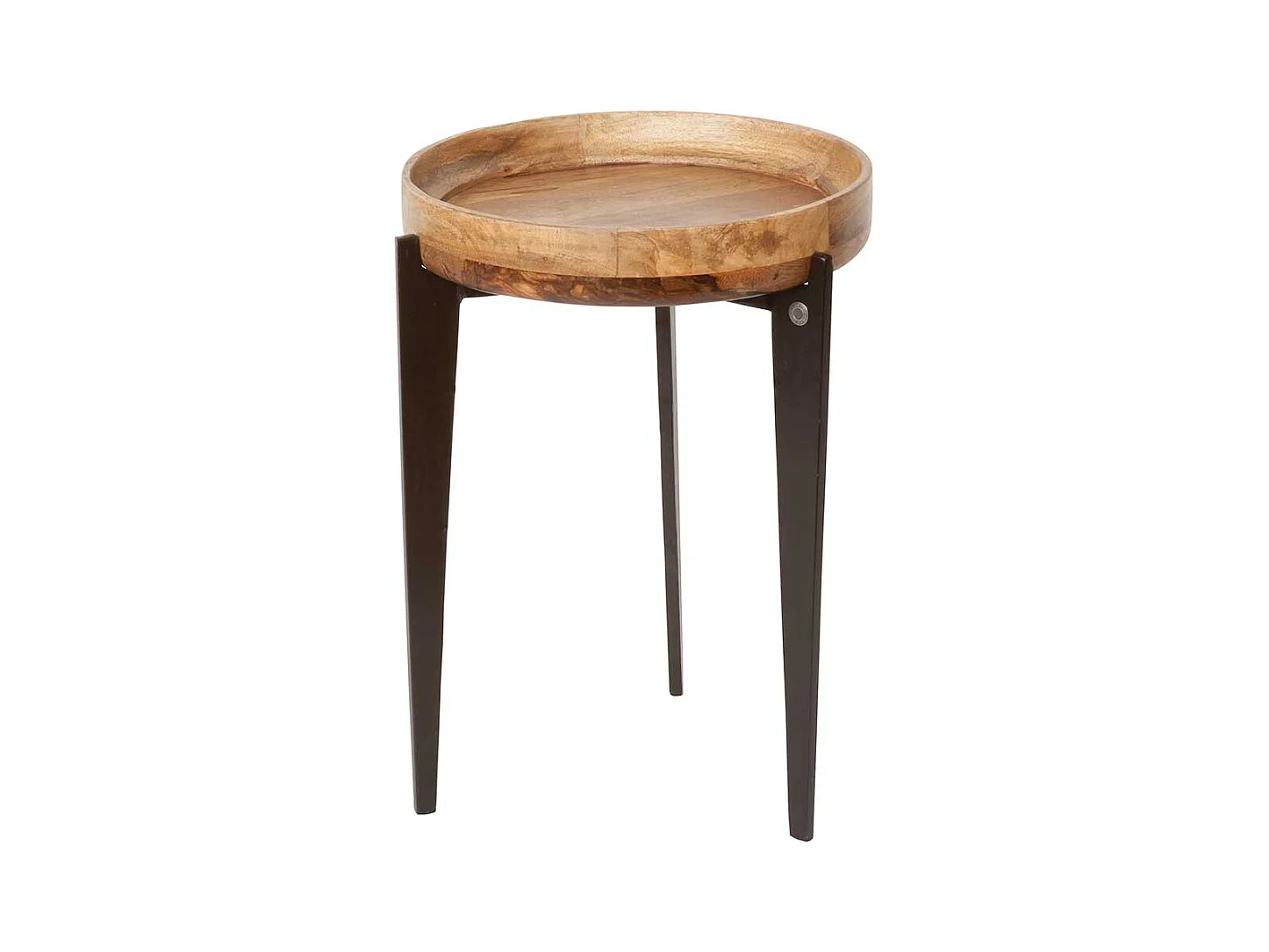 Beistelltisch aus Mangobaum Massivholz und Metall Tablettfunktion