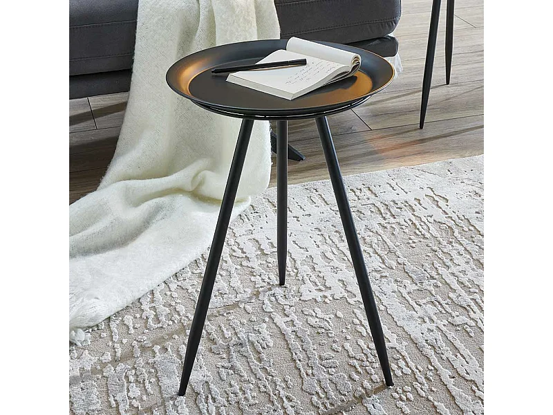 Beistelltisch Sofa in Schwarz runder Tischplatte